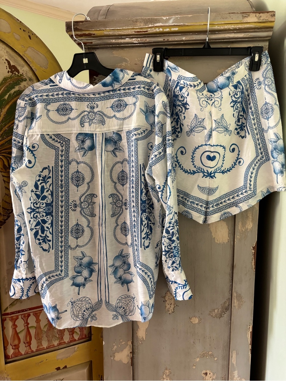 Lavender Brown White and Blue Printed Women's Shorts - Picture 9 of 14